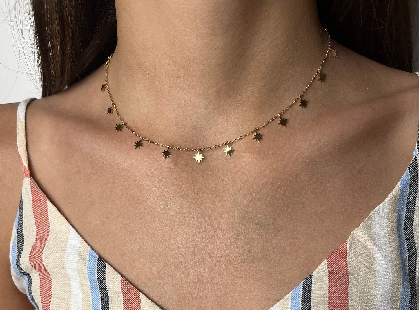 Collier avec étoile en acier inoxydable doré 