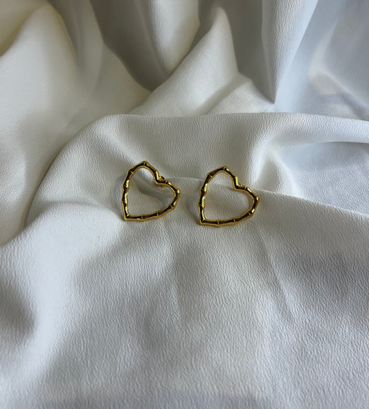 Boucles d'oreilles coeur en acier inoxydable doré 